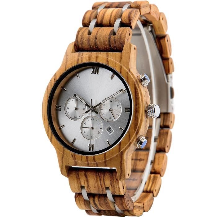 Montre bois shop homme gravure