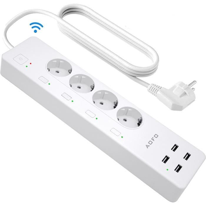 Multiprise connectée WiFi avec 3 prises indépendantes et 4 ports