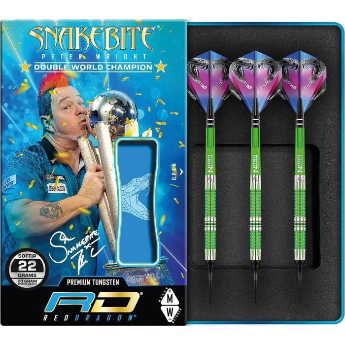 RED DRAGON Peter Wright Snakebite - Lot De 9 Ailettes De Fléchettes Violet (3 Sets) - 100 Microns, Épaisses