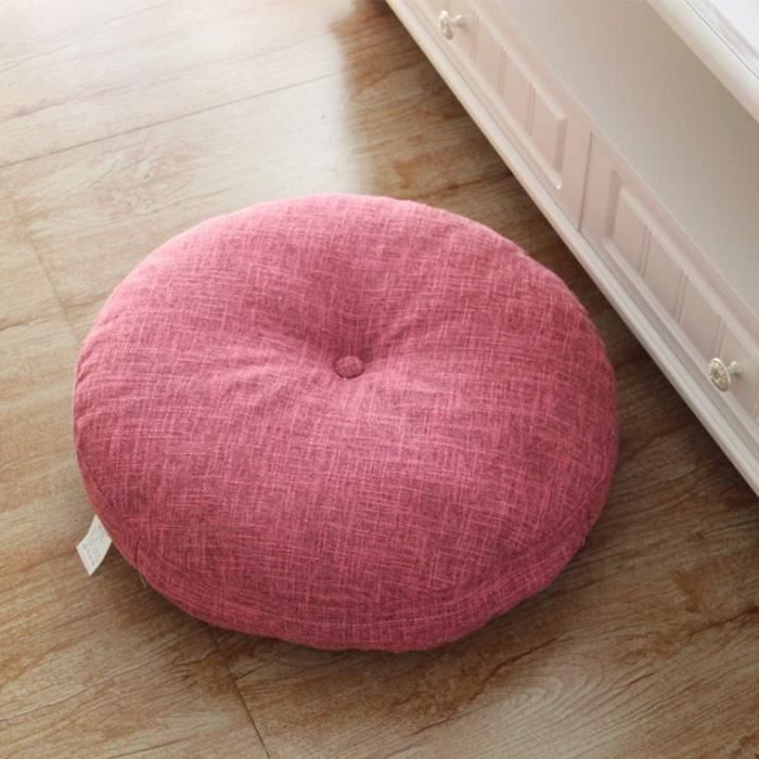 Coussin De Sol Rond épais 40x40x12 Cm - Violet Foncé, Pour Méditation, Yoga, Lecture Ou Salle à Manger