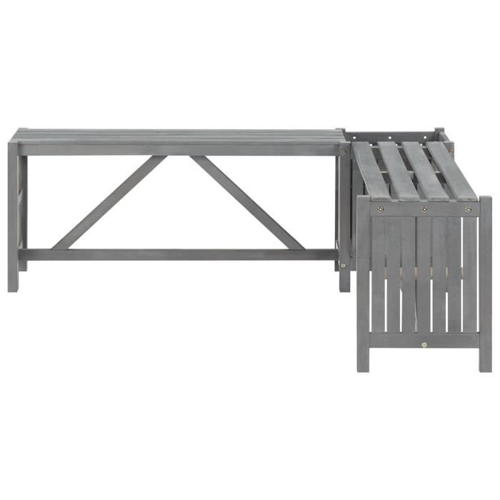 Banc dangle de jardin et jardinière - MARQUE - 117 cm bois dacacia gris