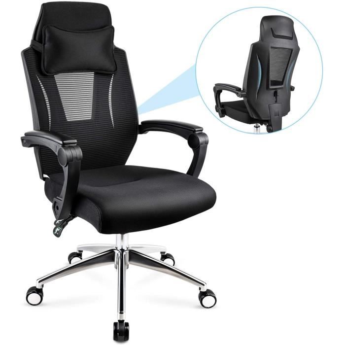 Fauteuil de Bureau Charge 150KG, Chaise de Bureau Ergonomique, Dossier  Inclinable, Fauteuil de Bureau Ergonomique, Coussin Confortable en Mousse à  Mémoire - Conforama