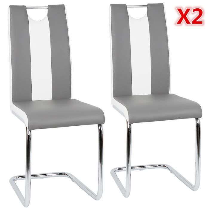Lot de 4 chaises de salle à manger - MixMest! - Gris et blanc - L 39.5 x P 49 cm
