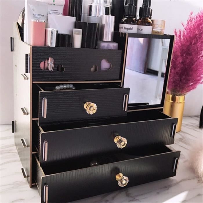 Urijk Nouvelle Boite Rangement Maquillage En Bois Avec Miroir Boite D Objets Cosmetiques En Gros Organiseur Bureau Articles Divers Achat Vente Boite De Rangement Urijk Nouvelle Boite Cdiscount