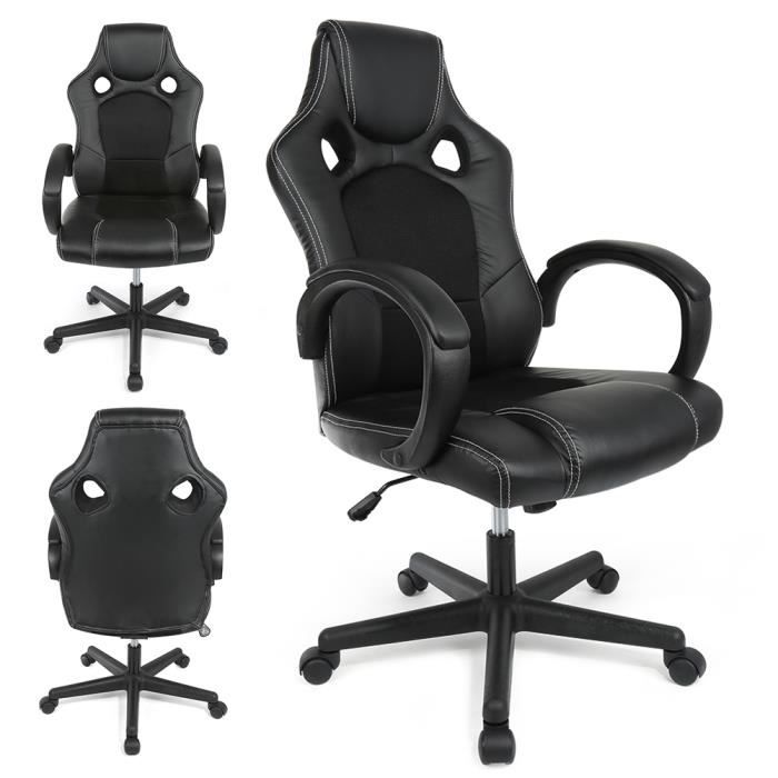 Fauteuil De Bureau Noir Chaise Bureau Roues Racing Rembourree51 58 114 120 Cm Ergonomique Achat Vente Chaise De Bureau Cdiscount