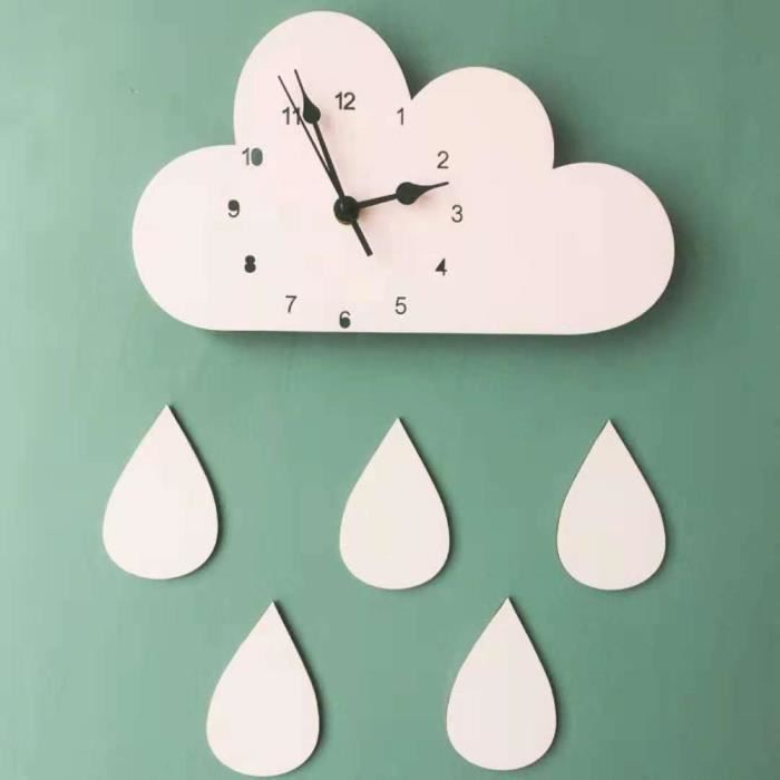 Horloge Murale 28 16 Cm Nordique Bois Nuage Forme Goutte Eau Decor Chambre Enfants Bebe Sexe Neutre Pepiniere Bebe Cadeau 1 Piece Cdiscount Maison