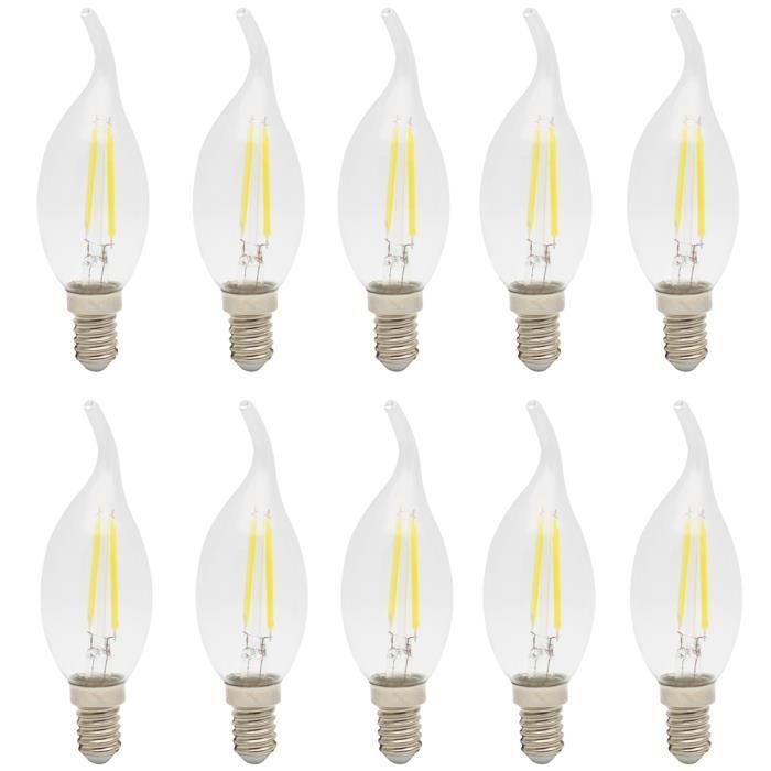 Lot de 10Ampoules LED E14 C35 2W Filament Vintage Edison Flame Ampoule