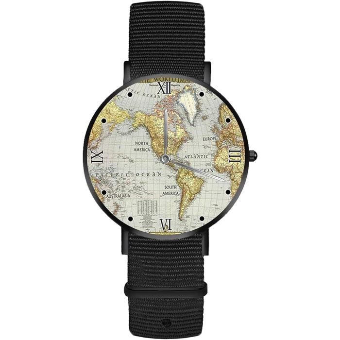 Montre shop mappemonde femme