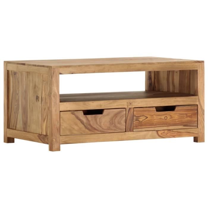 Table basse Scandinave Bois massif Marron 85x50x40 cm 1 étagère