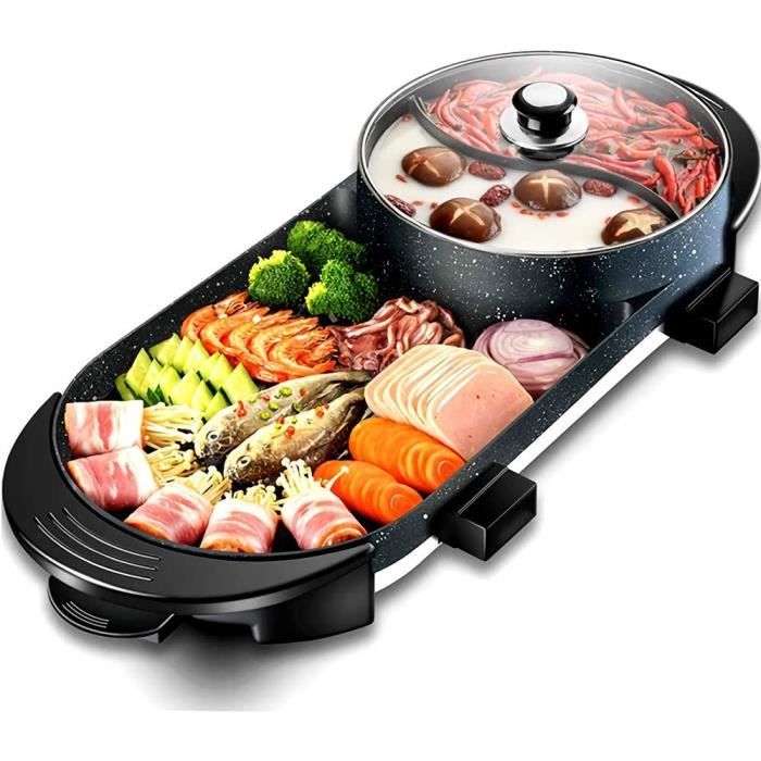 Hot Pot Multifonctionnel, intérieur Teppanyaki Grill, Grande capacité
