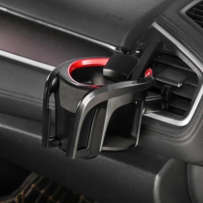 Porte gobelet voiture - Support téléphone portable - Bouteille amovible - Universel - Noir et rouge - Auto