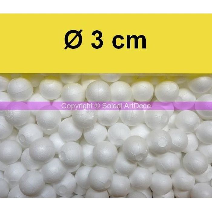 Lot de 50 petites boules polystyrène Styropor, diam. 3 cm/30 mm - haute  densité de Styropor blanc EM - Cdiscount Beaux-Arts et Loisirs créatifs
