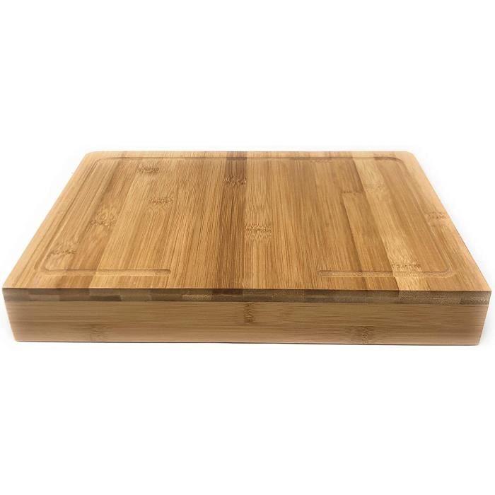AltoBuy - Planche à Découper En Bambou Avec Rebord Et Rigoles - Anti-dérapante Et Pratique - 45x34cm - Pour Une Coupe Nette Et Facile