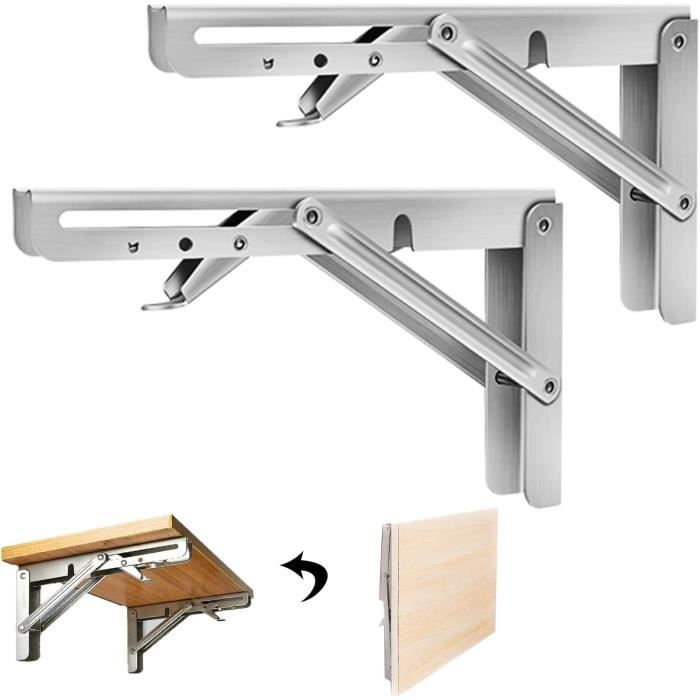 Équerres Pliantes Inox 30cm (lot De 2) – Supports D'étagère Invisibles, Acier Brossé