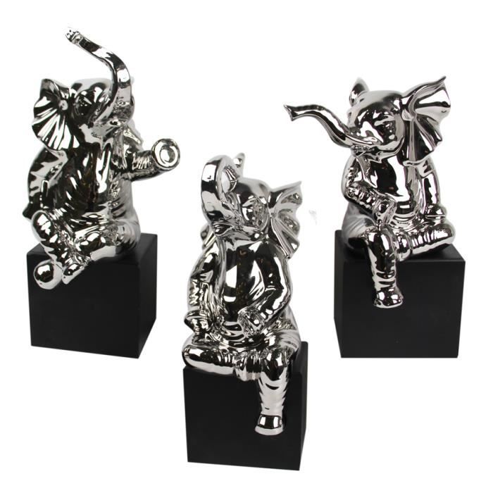 statue-design-set-de-3-l-phants-argent-noir-contemporain
