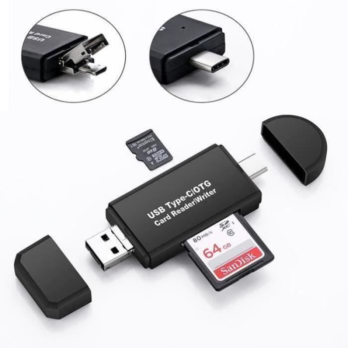 Lecteur de Carte SD USB C, Adaptateur de Lecteur de Carte Micro SD
