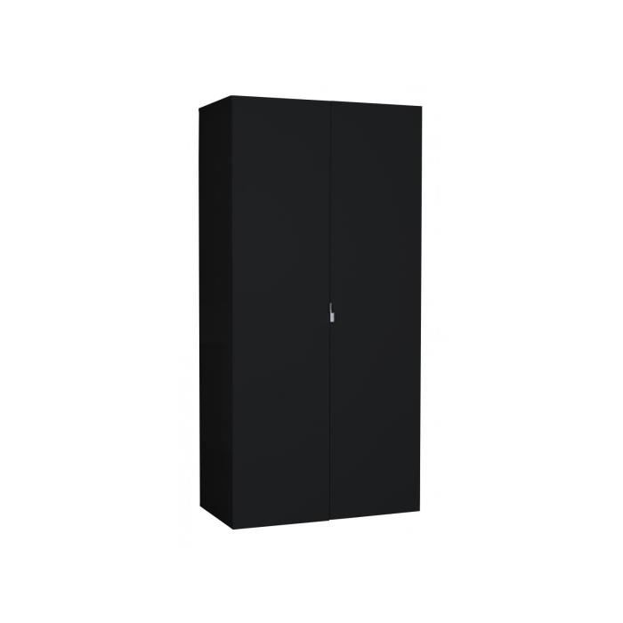 Armoire 101x208 Cm A 2 Portes Coloris Noir Laque Achat Vente