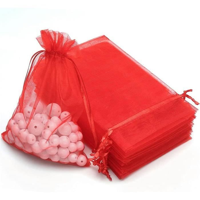 Sachet 100 Sachets Cadeau Forme Bonbons Organza 10 Couleurs Bonbonnières Mariages Dragées