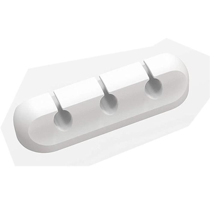 1pc 3 clips white -Enrouleur de câble adhésif en Silicone, 1 à 3 pièces, support de câble de couleur unie, organisateur de fil enve