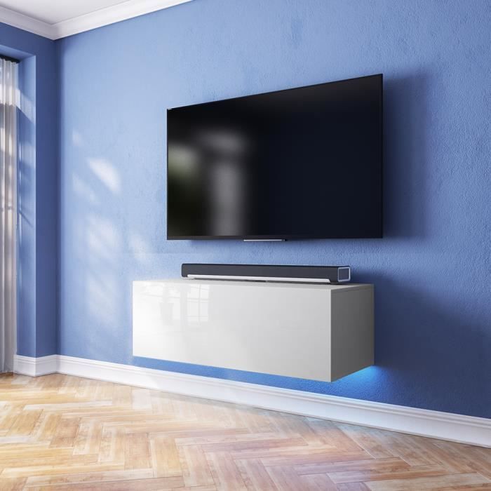 Meuble Tv Suspendu Blanc Laqué 140 Cm Meuble Tv Meuble De Salon Suspendu Skylara 100 Cm Blanc