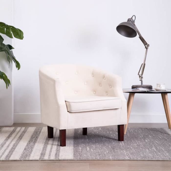 Fauteuil Salon Style Scandinave - Luxueux Magnifique - Fauteuil Relax - Beige - Tissu - 65 x 64 x 65 cm