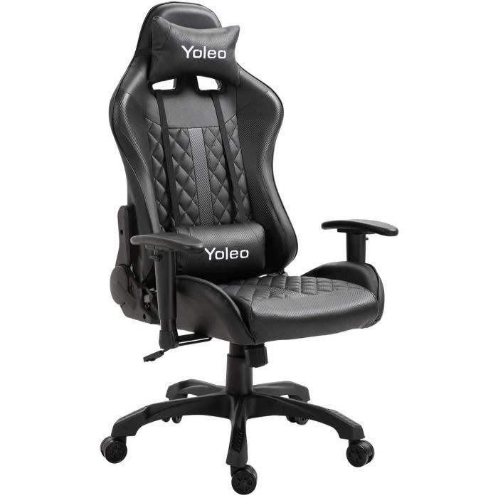 Yoleo Fauteuil De Bureau Gamer Chaise De Bureau Inclinable 135 Rotation 360 Noir En Pu Ergonomique Supporter Jusqu A 150 Kg Prix Pas Cher Cdiscount