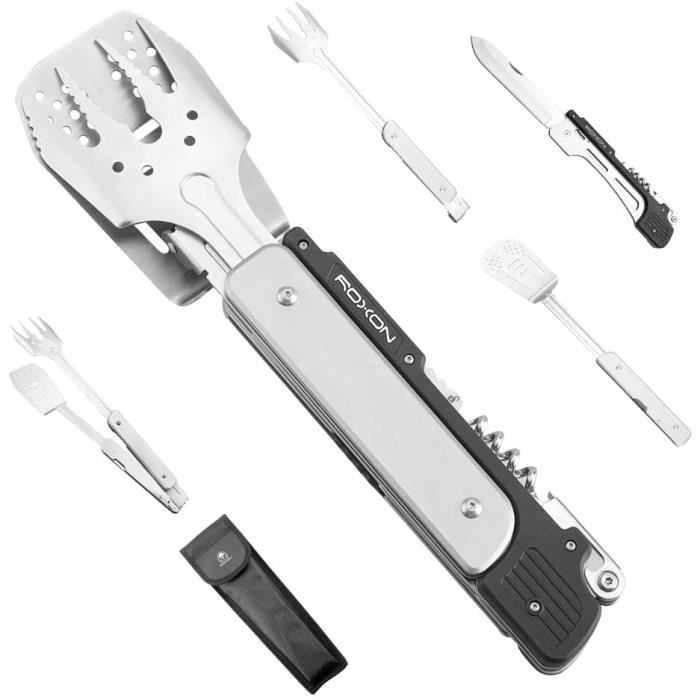Roxon S601 Ensemble d'ustensiles de Gril Pliables 6 en 1 MBT3Pinces à ...