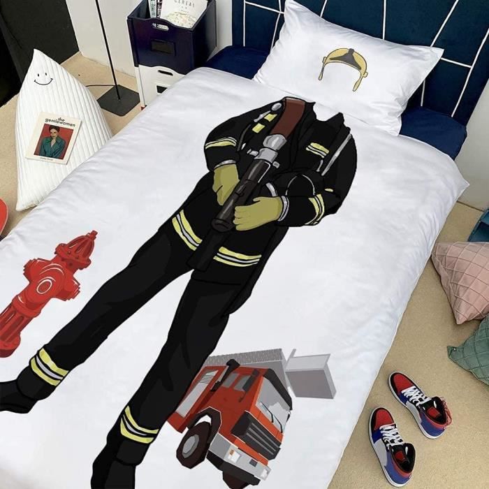 Vipack PINO Lit mezzanine avec toboggan + Rideau pour lit en 4 parties Pompiers - Lit enfant - Achat & prix