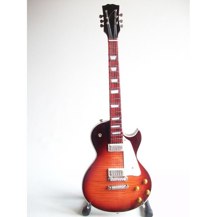 Guitare miniature sunburst - 26 cm - Jimmy Page - Réplique Les Paul - Hommage à Led Zeppelin - Marron - Mixte