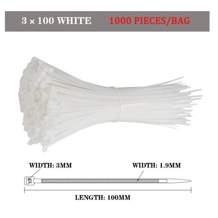 Lot De 100 Serre-câbles Nylon Renforcés - 94x20 Mm - Résistants Aux UV, Pour Voiture & Bricolage