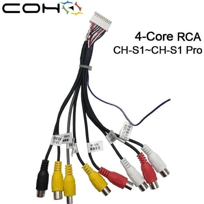 Pièces Auto,COHO autoradio câble de sortie RCA câble adaptateur Aux - Type For 4-Core
