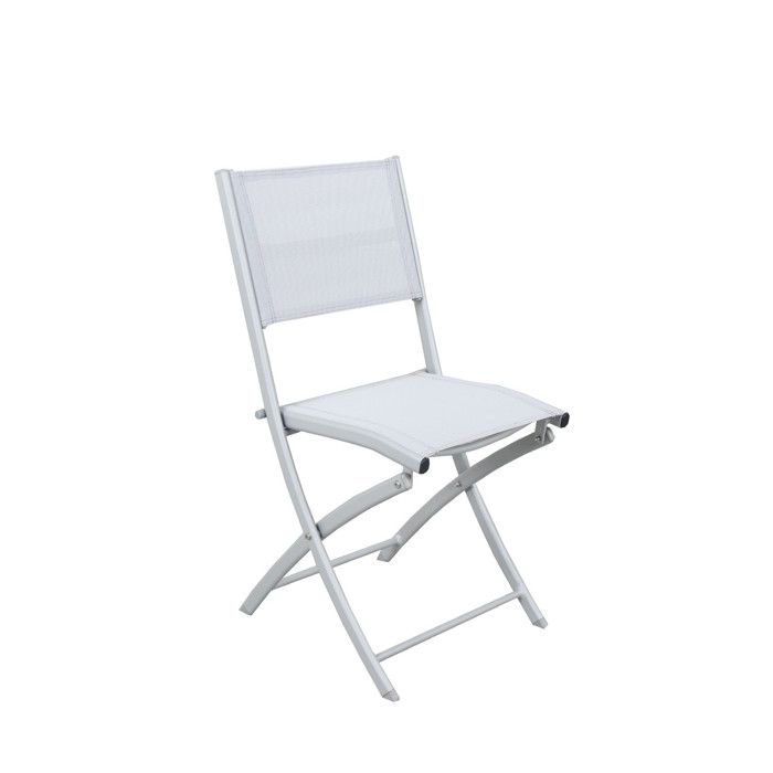 4 Chaises Pliables Aluminium Textilene Gris Argente Bora