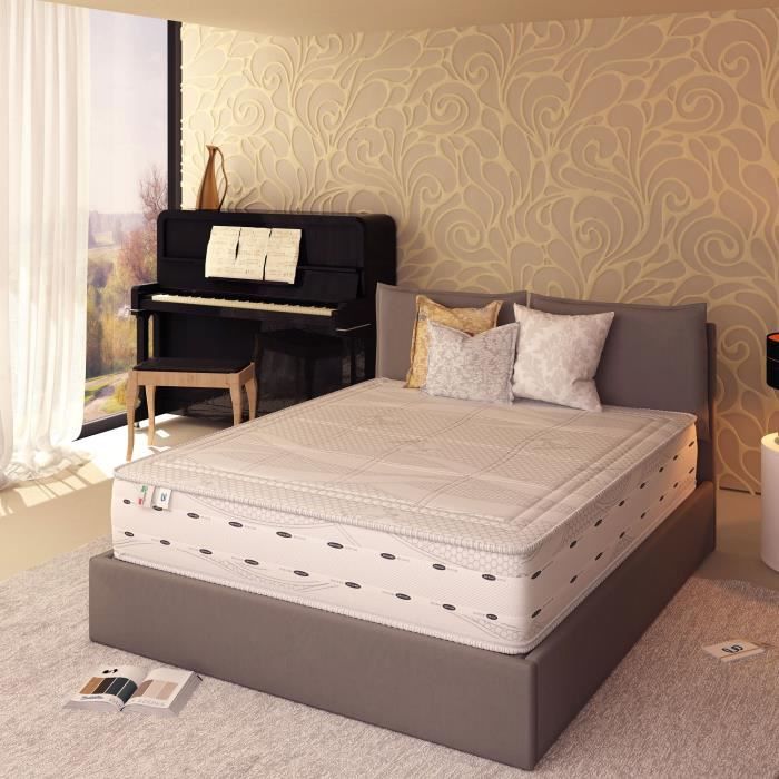 Matelas CHOPIN 180x200cm - 800 Ressorts ensachés - Revetement dehoussable Silver Safe Therapy - Confort optimal