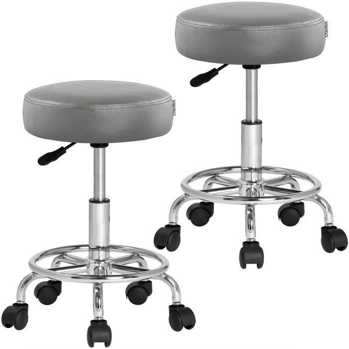 Tabouret Roulant Ergonomique ZEN – Hauteur Réglable 48-60 Cm, Roulettes Souples, Assise 37 Cm, Crème - 12
