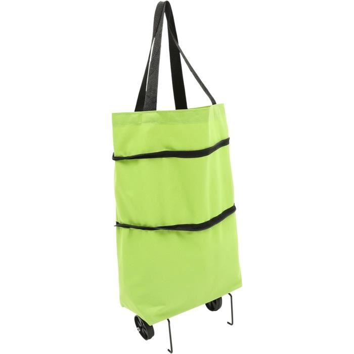Sac de Courses Pliable à Roulettes à Deux Étages avec Fermeture Éclair, Sac de Courses Pliable 2 en 1 avec Roues, Léger pour Fruits et Légumes