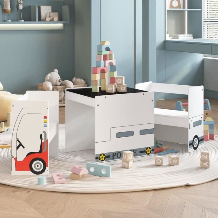 Table et chaises enfant 3 pcs Design de véhicule de police MDF - DIO7380738304179