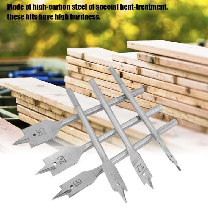 13 Pièces Mèches Plates Acier Carbone Revêtement Titane 6 à 35 Mm - Coffret Bois Pour Travail Du Bois