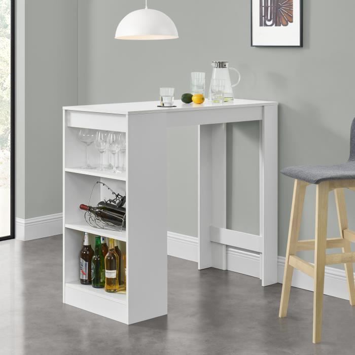 Table de Bar Kouvola 110 x 50 x 103 cm Blanc - EN.CASA - Contemporain - Design - Bois - Panneaux de particules Table de Bar Kouvola 110 x 50 x 103 cm Blanc - EN.CASA - Contemporain - Design - Bois - Panneaux de particules