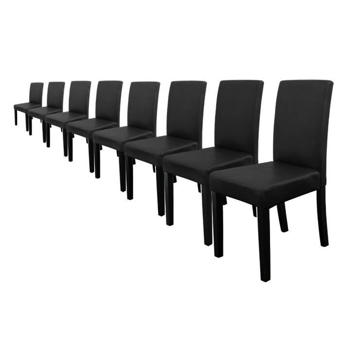 en.casa 8 chaises rembourrées en pack économique (noir - mat)(de qualité supérieure) avec pieds en bois massif housse en cuir sy...