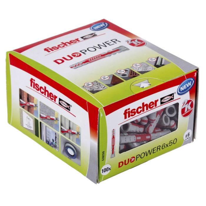 FISCHER - Cheville tous matériaux DuoPower 6x50 mm - Boîte de 100
