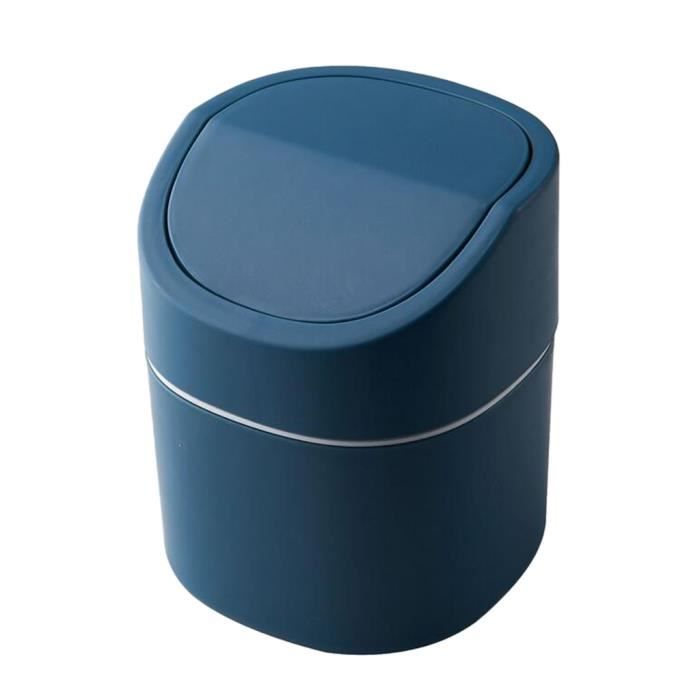 Mini Poubelle De Bureau Avec Couvercle Pivotant - Compacte, Design Moderne, Plastique (Bleu)