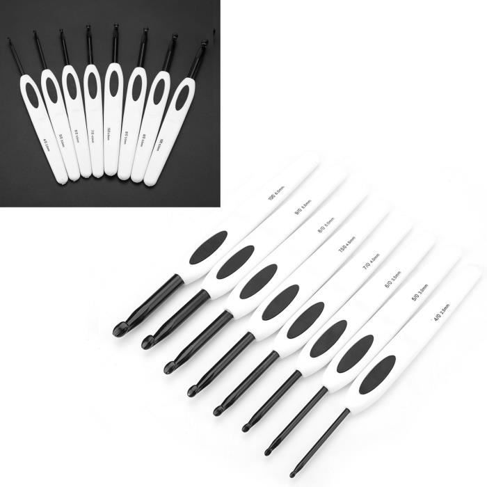 Lot De 8 Crochets Ergonomiques En Aluminium Pour Aiguilles à Tricoter