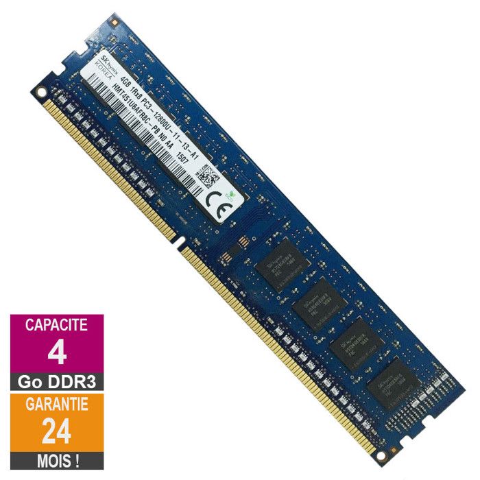 Acheter Barrette Mémoire 4Go RAM DDR3 Hynix HMT451U6AFR8C-PB DIMM PC3-12800U Reconditionné - 18,98 € Barrette Mémoire 4Go RAM DDR3 Hynix HMT451U6AFR8C-PB DIMM PC3-12800U Reconditionné - reconditionné disponible sur Cdiscount Seconde Vie