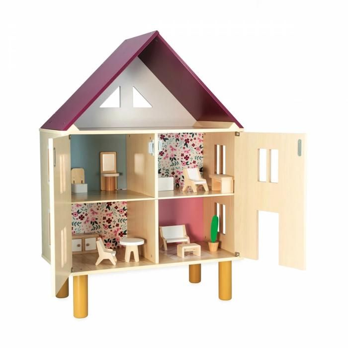 Maison de poupee en bois JANOD 11 accessoires inclus Jouet d imitation pour enfant des 3 ans