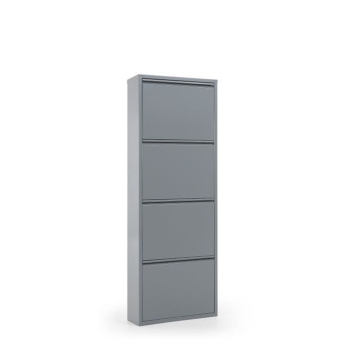 Meuble Chaussures Ode 4 Portes Gris Achat Vente Meuble A