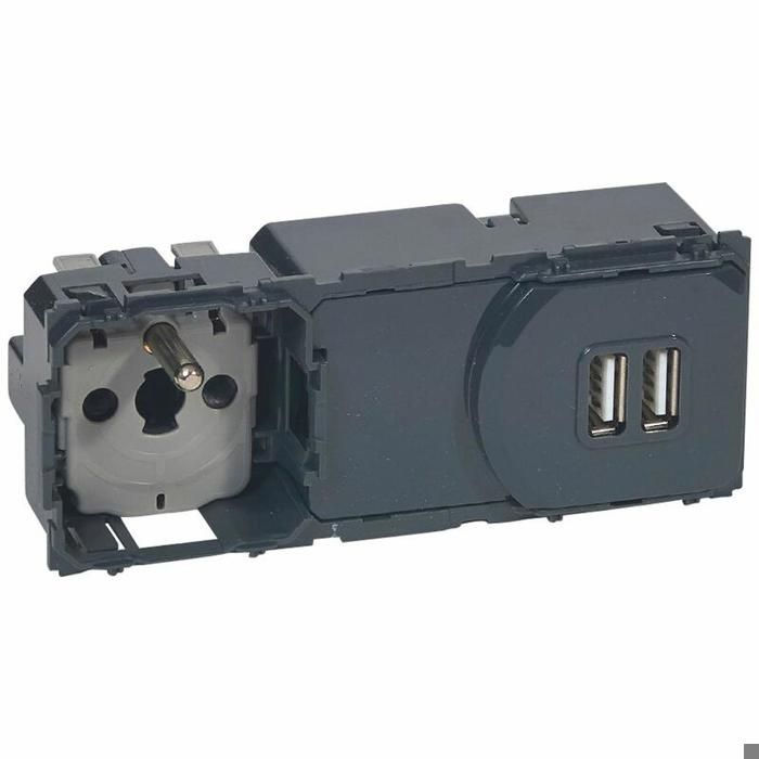 Legrand Celiane 99547 - Uscita A 2 Posti In Grafite - Da Incasso - Con Fascette E Connessione Rapida