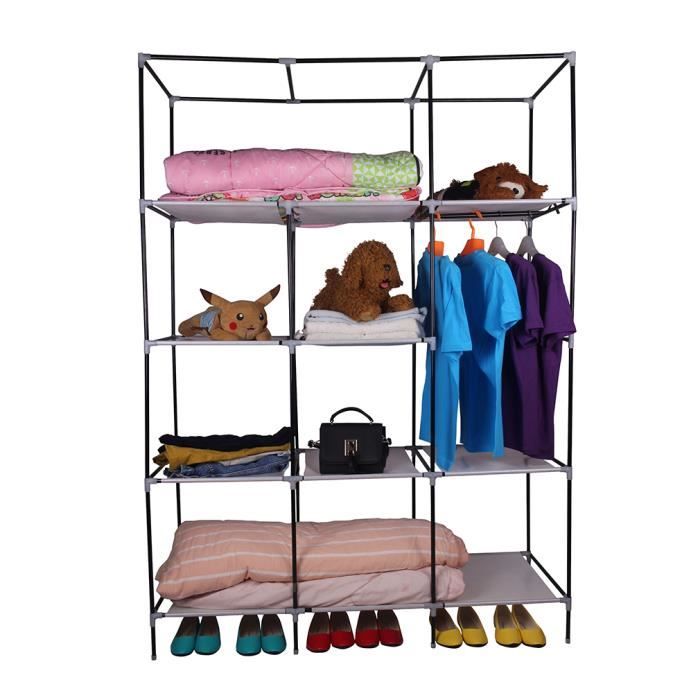 Armoire de Rangement Penderie de Vêtement Pliable en Toile Beige (29,5 * 175 * 44.5cm / 51 * 69