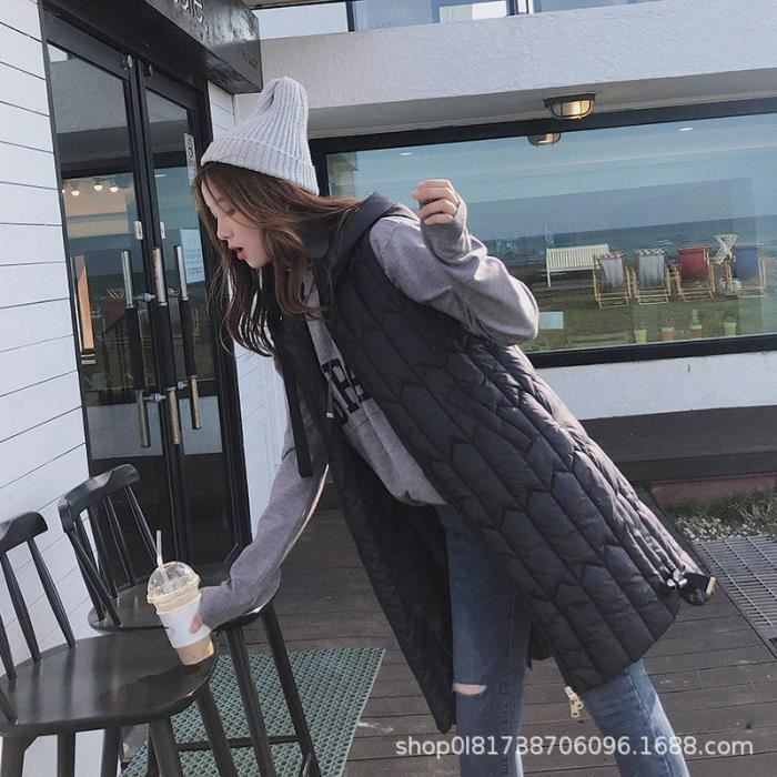 DOUDOUNE Femme Mode Ample couleur unie Sans manches Coton Noir