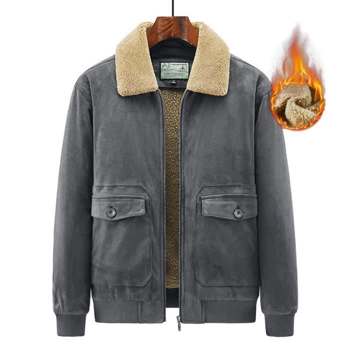Blouson Su de Homme Hiver Chaud Doubl Polaire Casual Veste Cargo