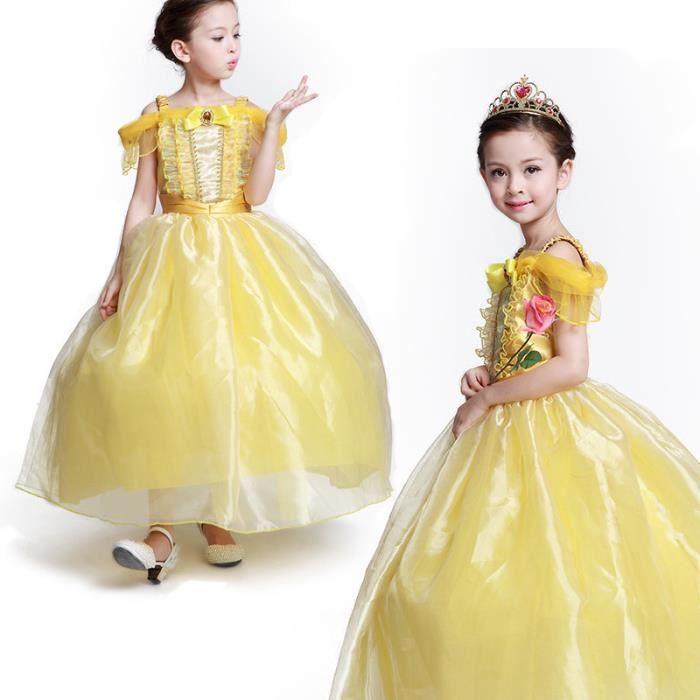 Robe de princesse La Belle et La Bete sans manches vetement cosplay printemps Animation Tenue magnifique Jaune Cdiscount Pret a Porter